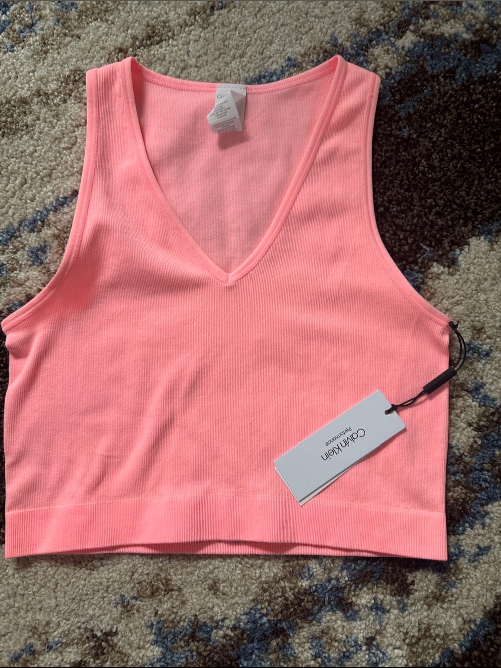 Calvin Klein Pink or light orange color V-Neck Cropped Tank